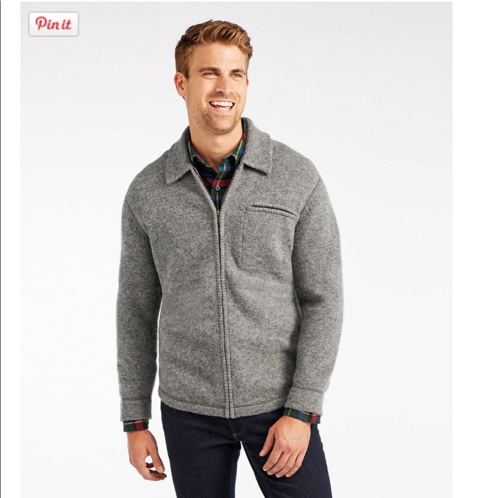 Shetland wool gray zip up ll bean